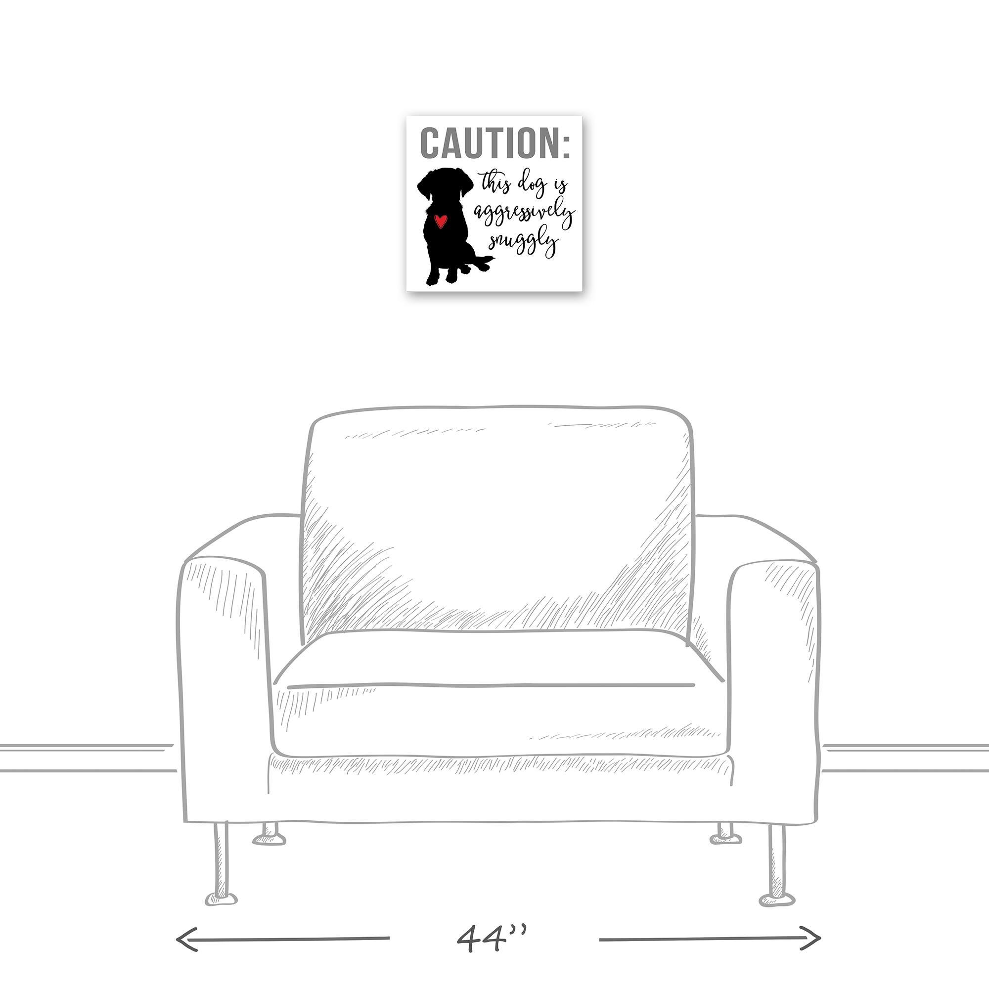 Caution Dog Snuggles Canvas Wall Art